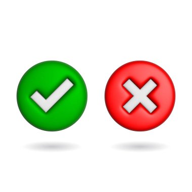 3d rendering check mark icon. Illustration with shadow isolated on white background.