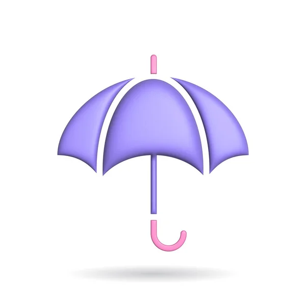 3d rendering umbrella icon. Illustration with shadow isolated on white background.