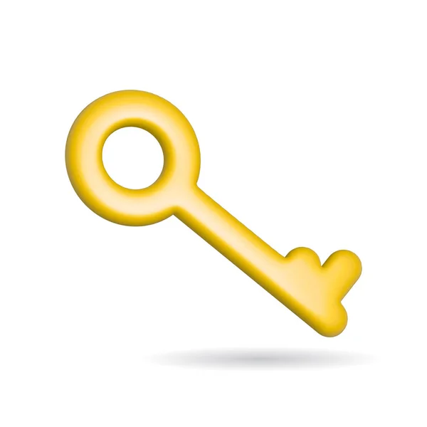 Rendering Key Icon Illustration Shadow Isolated White Background — 스톡 사진