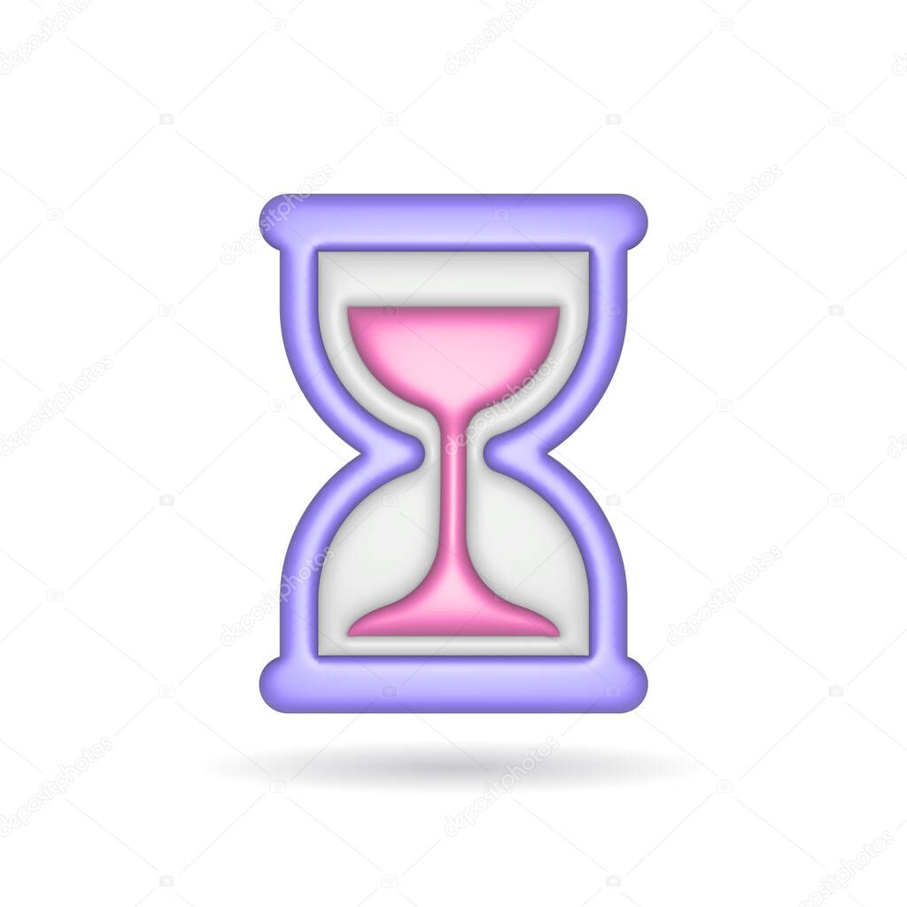 3d rendering time icon. Illustration with shadow isolated on white background.