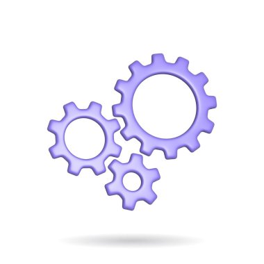 3d rendering setting gear icon. Illustration with shadow isolated on white background.