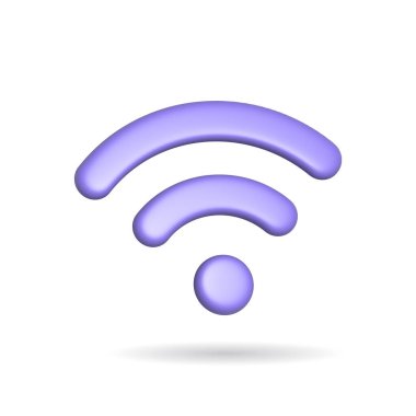 3d rendering wifi radio signal icon. Illustration with shadow isolated on white background.