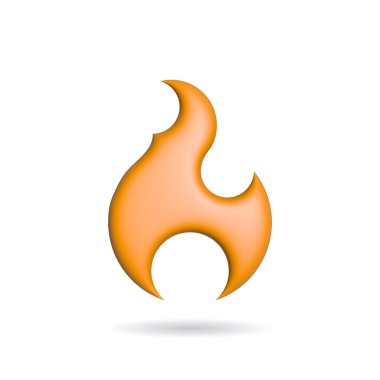 3d rendering fire icon. Illustration with shadow isolated on white background.