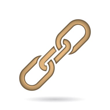 3 boyutlu bağlantı simgesi oluşturuluyor. Beyaz arkaplanda izole edilmiş gölgeli resim.