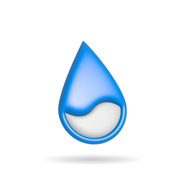 Rendering Water Drop Icon Illustration Shadow Isolated White Background — Stock Photo, Image