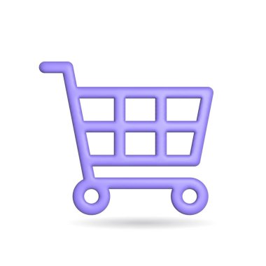 3d rendering shopping backet icon. Illustration with shadow isolated on white background.