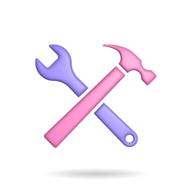 3d rendering setting tools icon. Illustration with shadow isolated on white background.