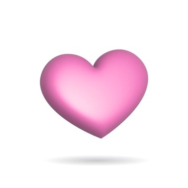 3d rendering heart icon. Illustration with shadow isolated on white background.
