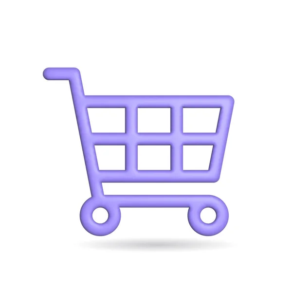 Rendering Shopping Backet Icon Illustration Shadow Isolated White Background — Stock fotografie