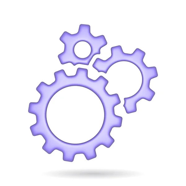 Rendering Setting Gear Icon Illustration Shadow Isolated White Background — 图库照片