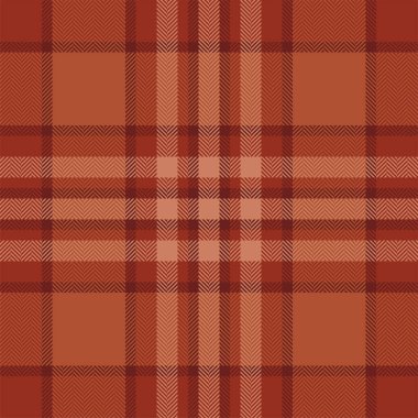 Ekose kontrol deseni turuncu ve kırmızı renklerde. Kusursuz kumaş dokusu. Tartan tekstil baskı tasarımı.