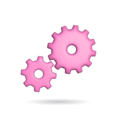 3d rendering setting gear icon. Illustration with shadow isolated on white background.