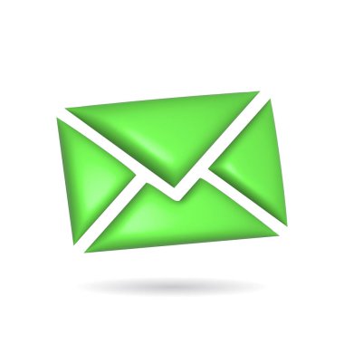 3d rendering envelope mail icon. Illustration with shadow isolated on white background.