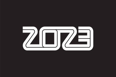 Simple style lines happy new year 2023 black white theme. Vector illustration.