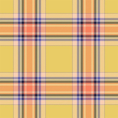 Ekose desenli turuncu. Kumaş dokusunu kontrol et. Vektör tekstil baskı tasarımı.