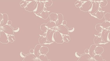 Kumaş ya da duvar kâğıdı baskısı için çiçek desensiz desen tasarımı. Çiçek vektör tekstil dekorasyonu. Doğa arka plan sanatı.