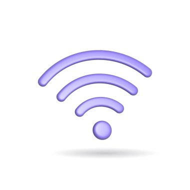 3d rendering wifi radio signal icon. Illustration with shadow isolated on white background.
