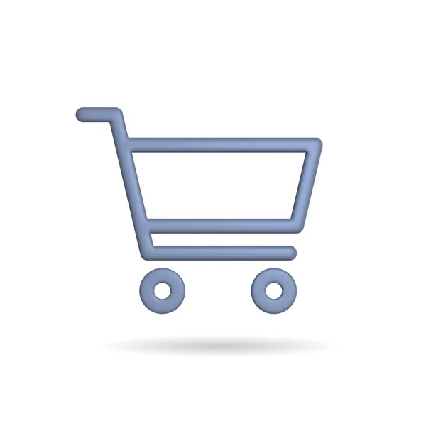 Rendering Shopping Backet Icon Illustration Shadow Isolated White Background — 스톡 사진
