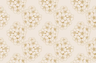 Kumaş ya da duvar kâğıdı baskısı için çiçek desensiz desen tasarımı. Çiçek vektör tekstil dekorasyonu. Doğa arka plan sanatı.