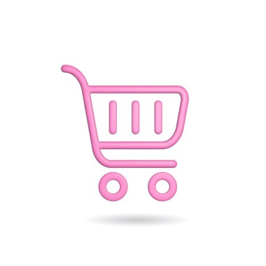 3d rendering shopping backet icon. Illustration with shadow isolated on white background.