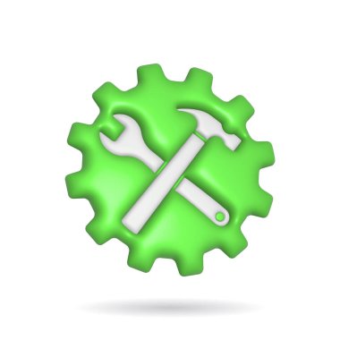 3d rendering setting tools icon. Illustration with shadow isolated on white background.