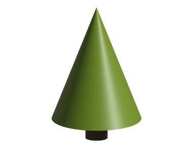 Christmas tree holiday decoration isolated on white backgrond. 3D rendering abstract fir for new year celebration, invitation, greeting card template.