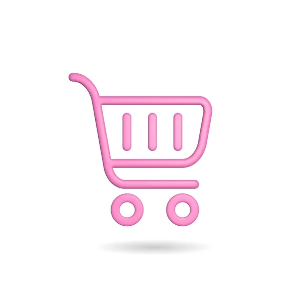 Rendering Shopping Backet Icon Illustration Shadow Isolated White Background — Stock Fotó