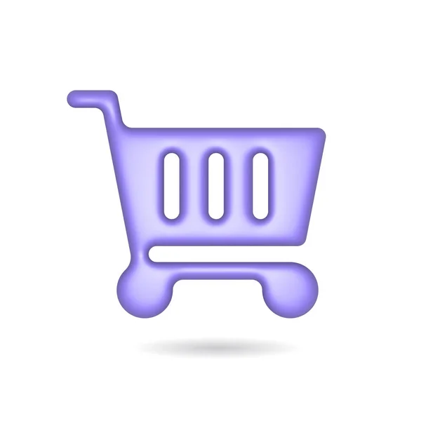 Rendering Shopping Backet Icon Illustration Shadow Isolated White Background — Stok fotoğraf