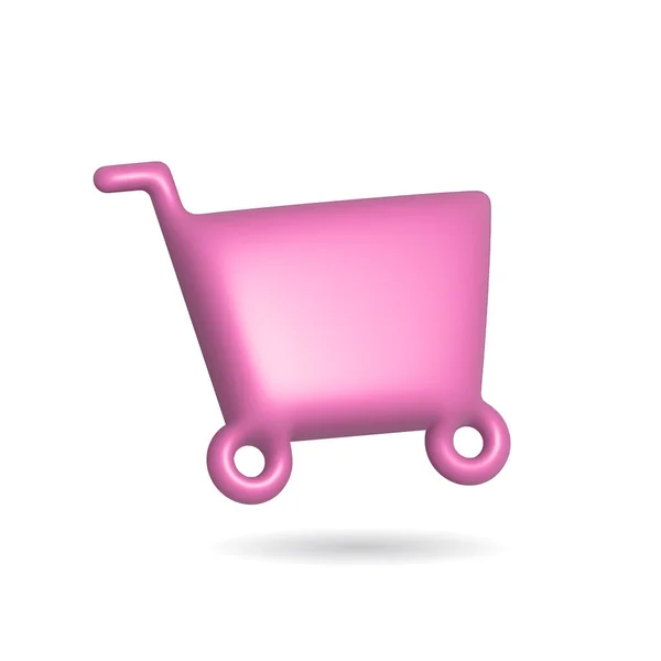 Rendering Shopping Backet Icon Illustration Shadow Isolated White Background — Foto de Stock