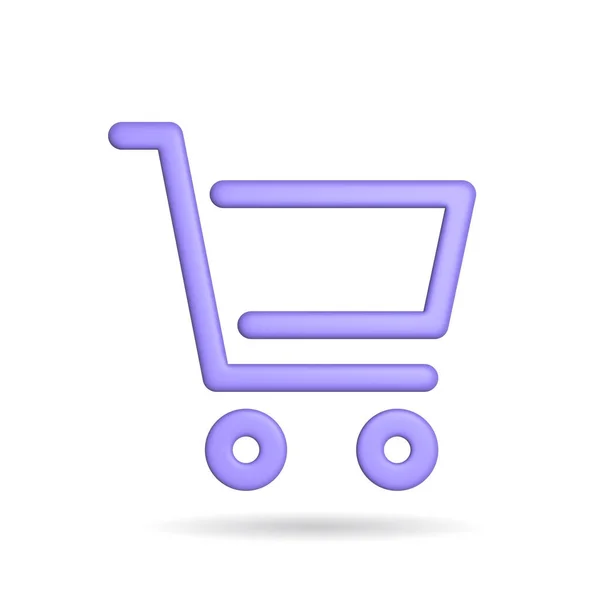 Rendering Shopping Backet Icon Illustration Shadow Isolated White Background —  Fotos de Stock