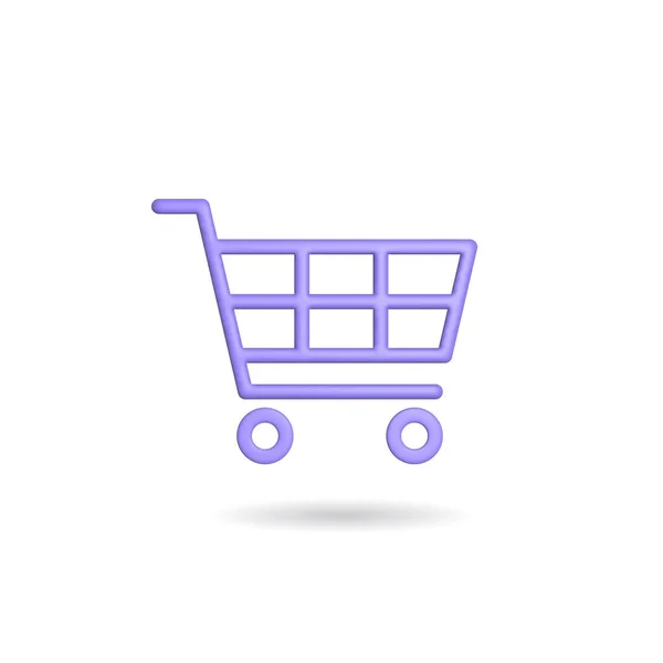 Rendering Shopping Backet Icon Illustration Shadow Isolated White Background - Stock-foto