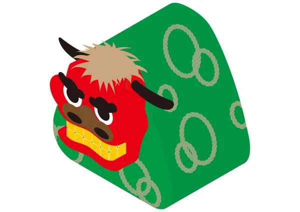 Isometric Drawing Lion Dance Illustration Stock Illustration