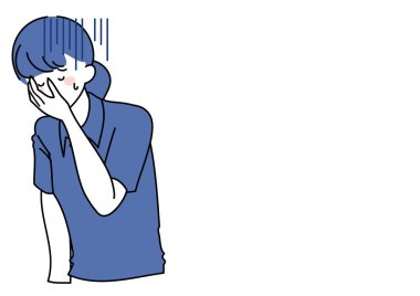 Depresyondaki ağlayan bakım işçisinin klip sanatı.