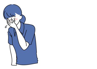 Depresyondaki ağlayan bakım işçisinin klip sanatı.