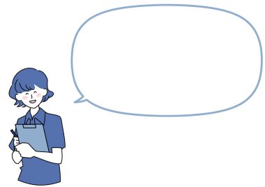 Dosyası ve konuşma balonu olan bir bakıcı tasviri