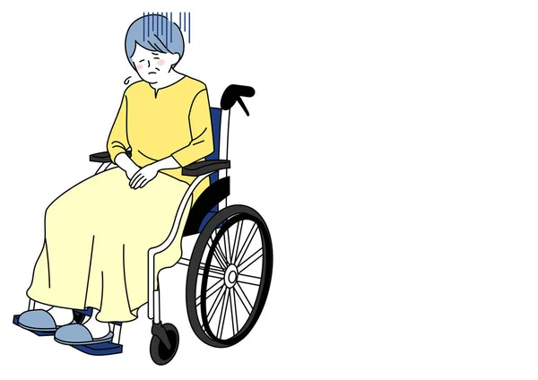 Clip Art Einer Seniorin Die Depressiv Rollstuhl Sitzt — Stockvektor