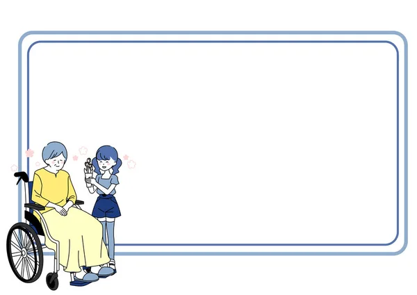 Illustration Eines Textrahmens Einer Großmutter Und Ihres Enkels Die Sich — Stockvektor