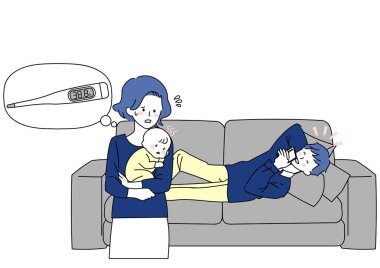 Ateşli çocuğuna ve sabırsız karısına aldırış etmeyen bir koca tasviri