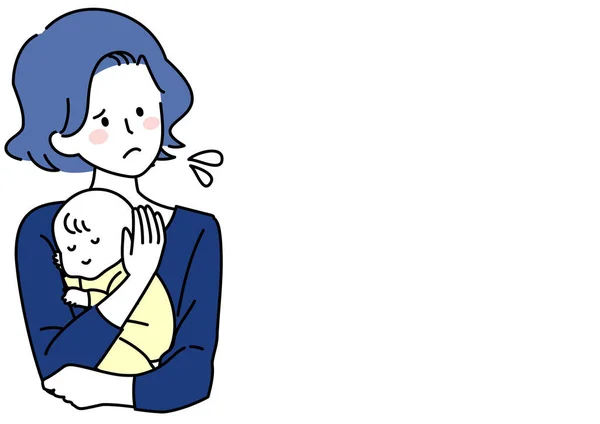 Απεικόνιση Της Ανυπομονησίας Μιας Μητέρας Μωρό Της — Διανυσματικό Αρχείο