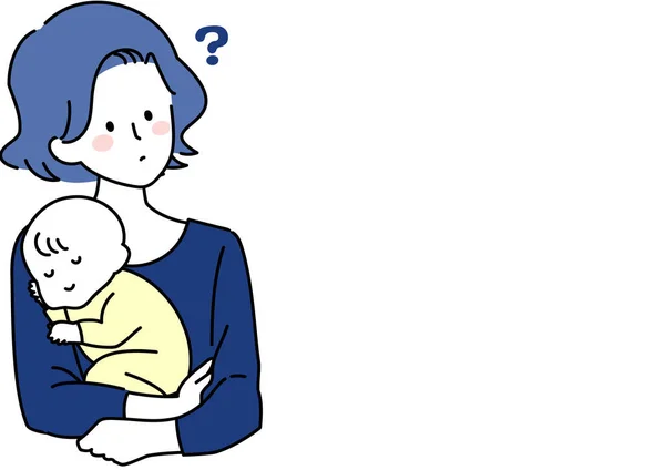 一个母亲抱着孩子的有问题的例子 — 图库矢量图片