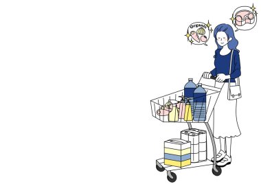 Lüks malları alışveriş arabasına koyan kadın klip sanatı