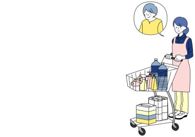 Alışveriş hizmetindeki kadınların klip sanatı