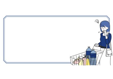 Alışveriş sıkıntısı çeken bir kadının sanat çerçevesi.