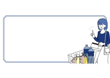 Alışveriş yaparken açıklayan bir kadının resim çerçevesi