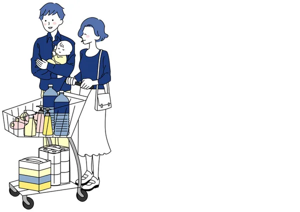 Clip Art Shopping Famille Avec Bébé — Image vectorielle