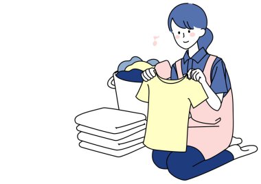 Çamaşır katlayan kadın klip sanatı