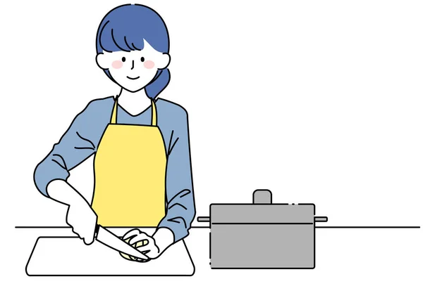 Clip Art Housekeeper Who Cooks — Vector de stock