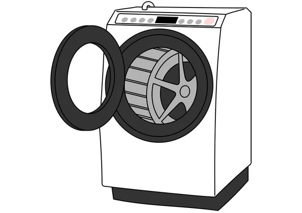 Clip Art Drum Type Washing Machine Open Lid — Vector de stock