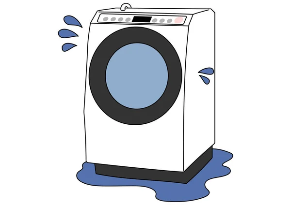 Clip Art Drum Type Washing Machine Water Leak — Vector de stock