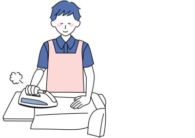 Mutlu ütü yapan adam sanatı.